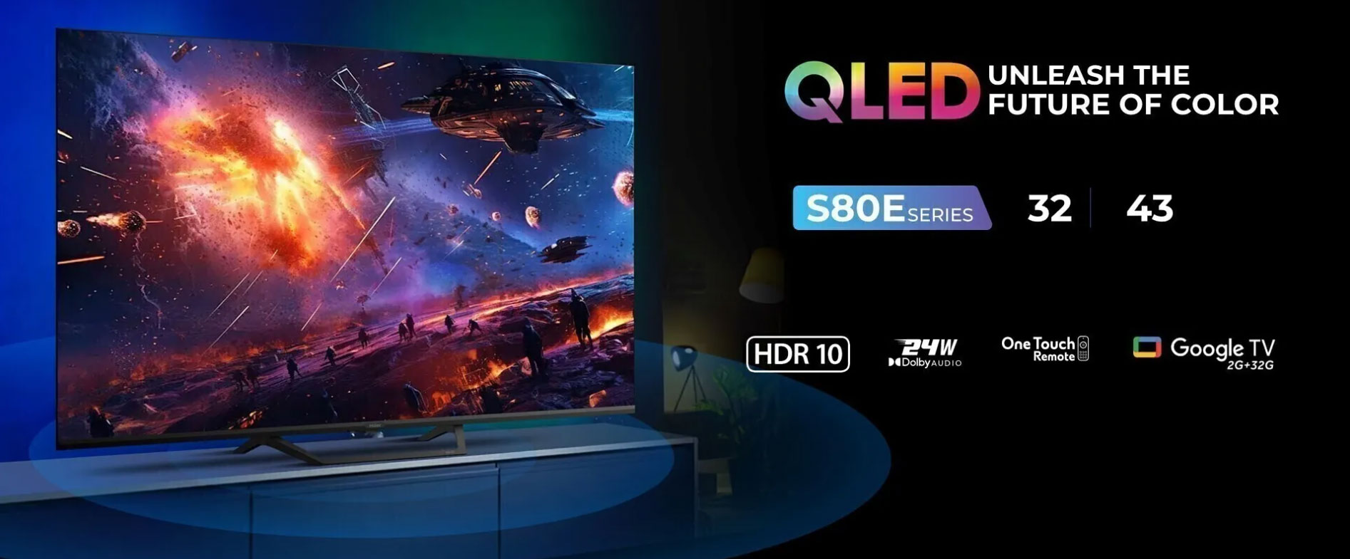 Haier H43S80EUX 43" QLED 4K Android Google TV Haier H43S80EUX 43" QLED 4K Android Google TV
